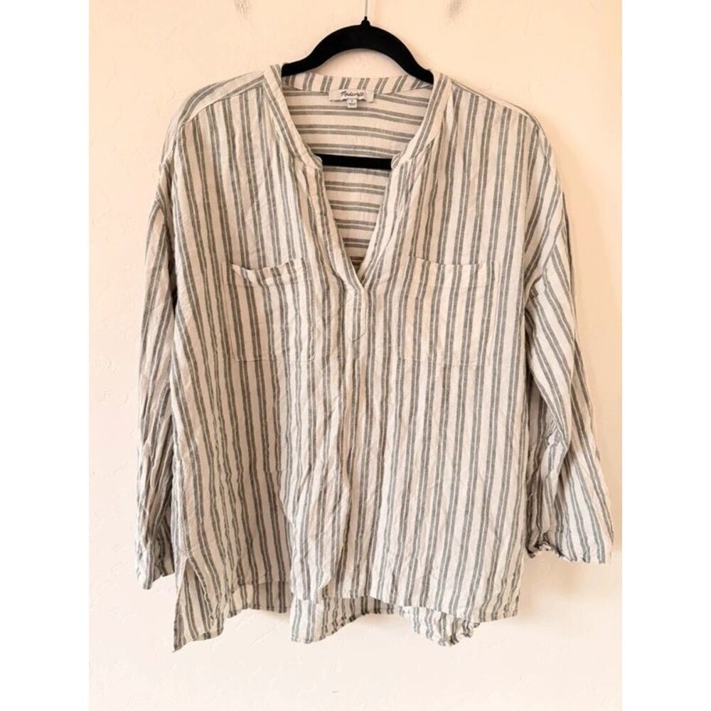 Madewell Linen-Blend Stripped Blouse Size S